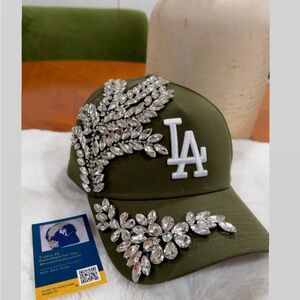 Green Los Angeles Dodgers SnapBack Hat with Crystal Embellishments